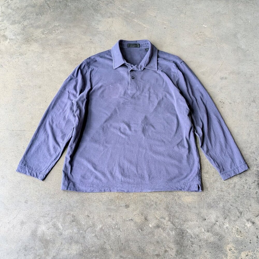 G/Fore Super Soft Brushed Cotton Long Sleeve Polo in Twilight Navy Blue large